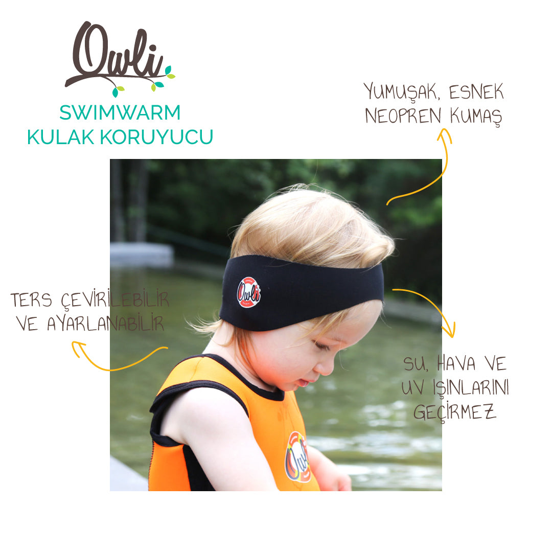 Owli SwimWarm Kulak Koruyucu Siyah