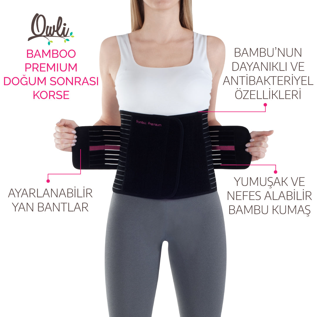 Owli Bamboo Premium Doğum Sonrası Korse Siyah