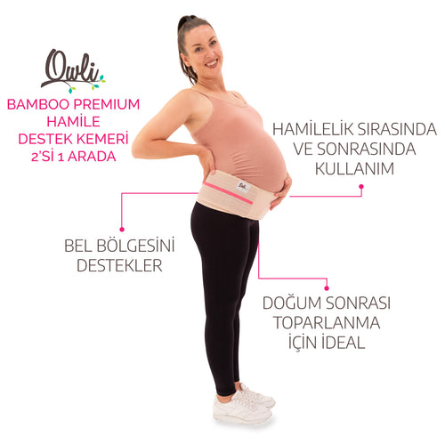 Owli Bamboo Premium Hamile Destek Kemeri 2'si 1 Arada Ten