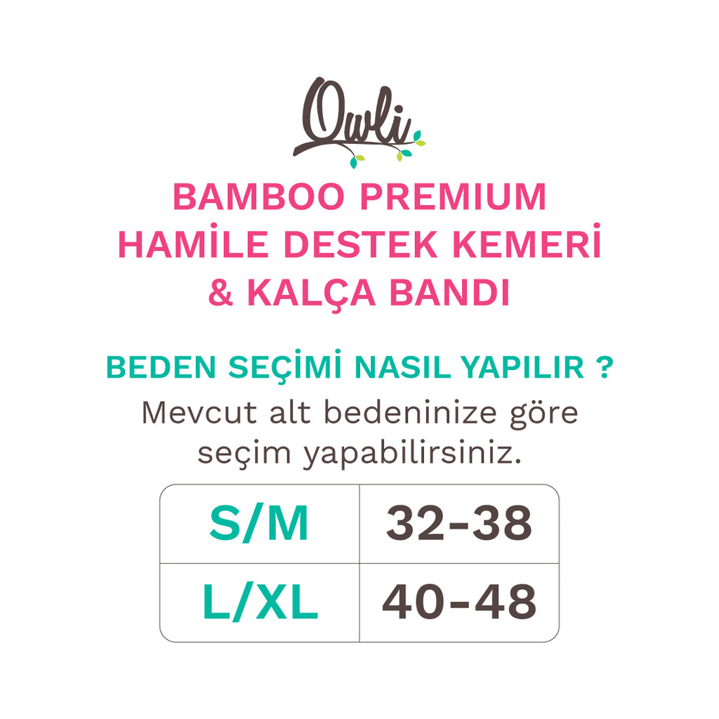 Owli Bamboo Premium Hamile Destek Kemeri 2'si 1 Arada Ten