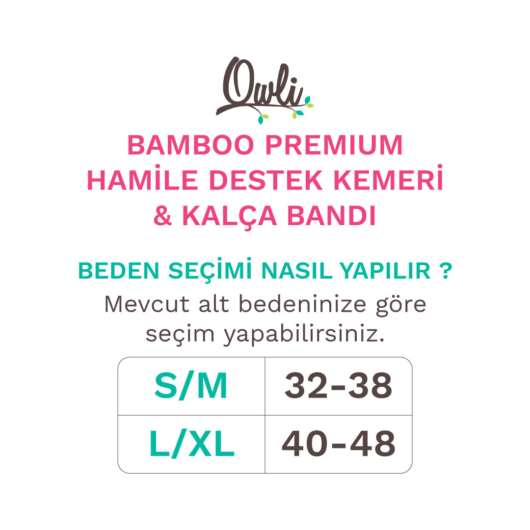 Owli Bamboo Premium Hamile Destek Kemeri 2'si 1 Arada Ten