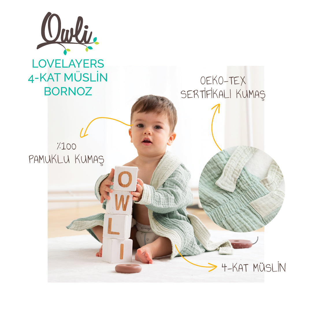 Owli LoveLayers 4 Kat Müslin Bornoz