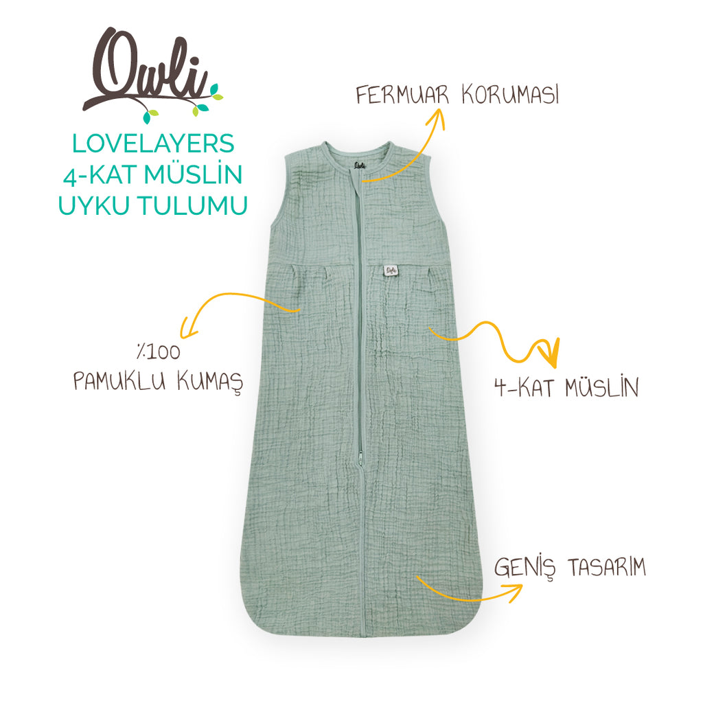 Owli LoveLayers 4 Kat Müslin Uyku Tulumu