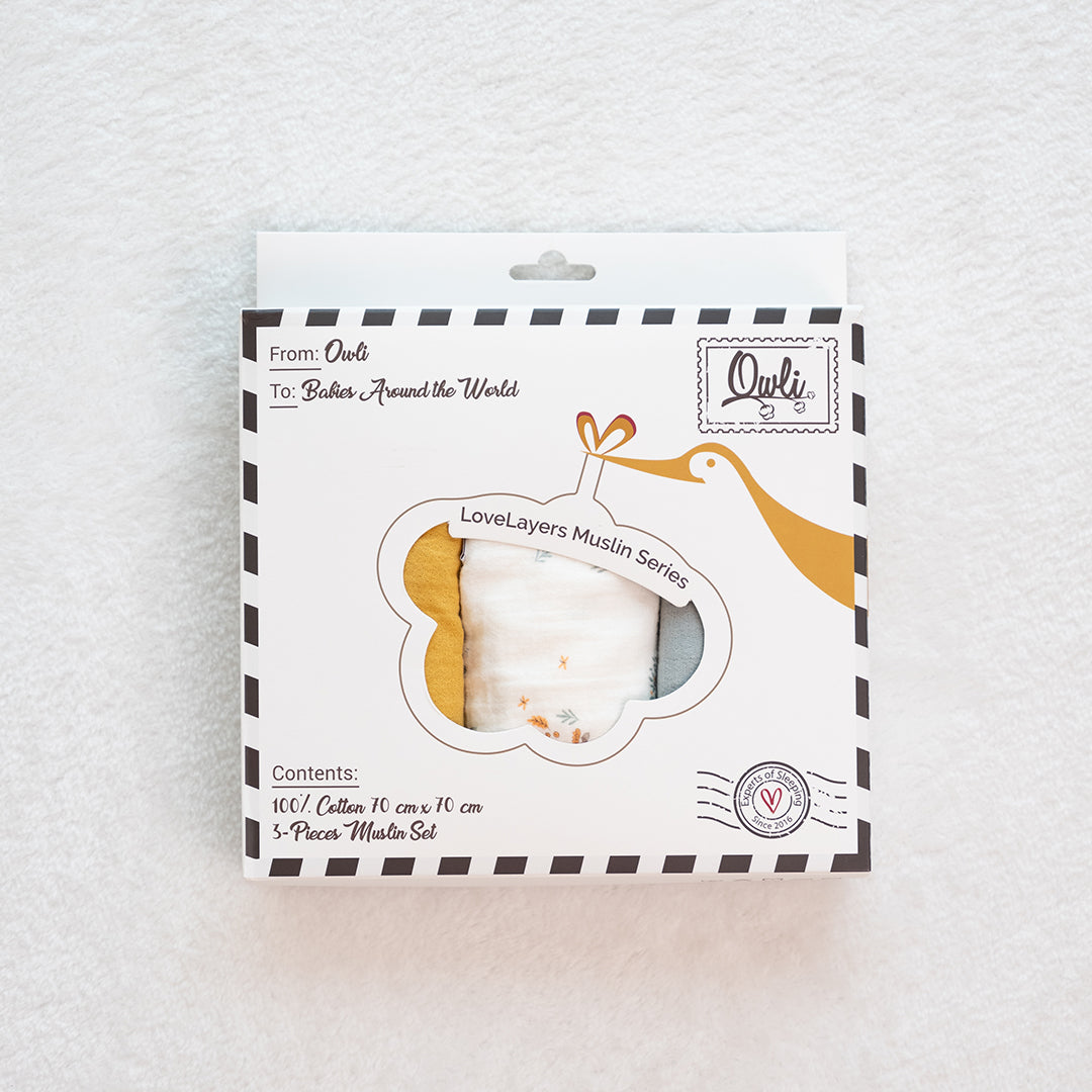 Owli LoveLayers 2-Layer Muslin Blanket Set 70x70 cm
