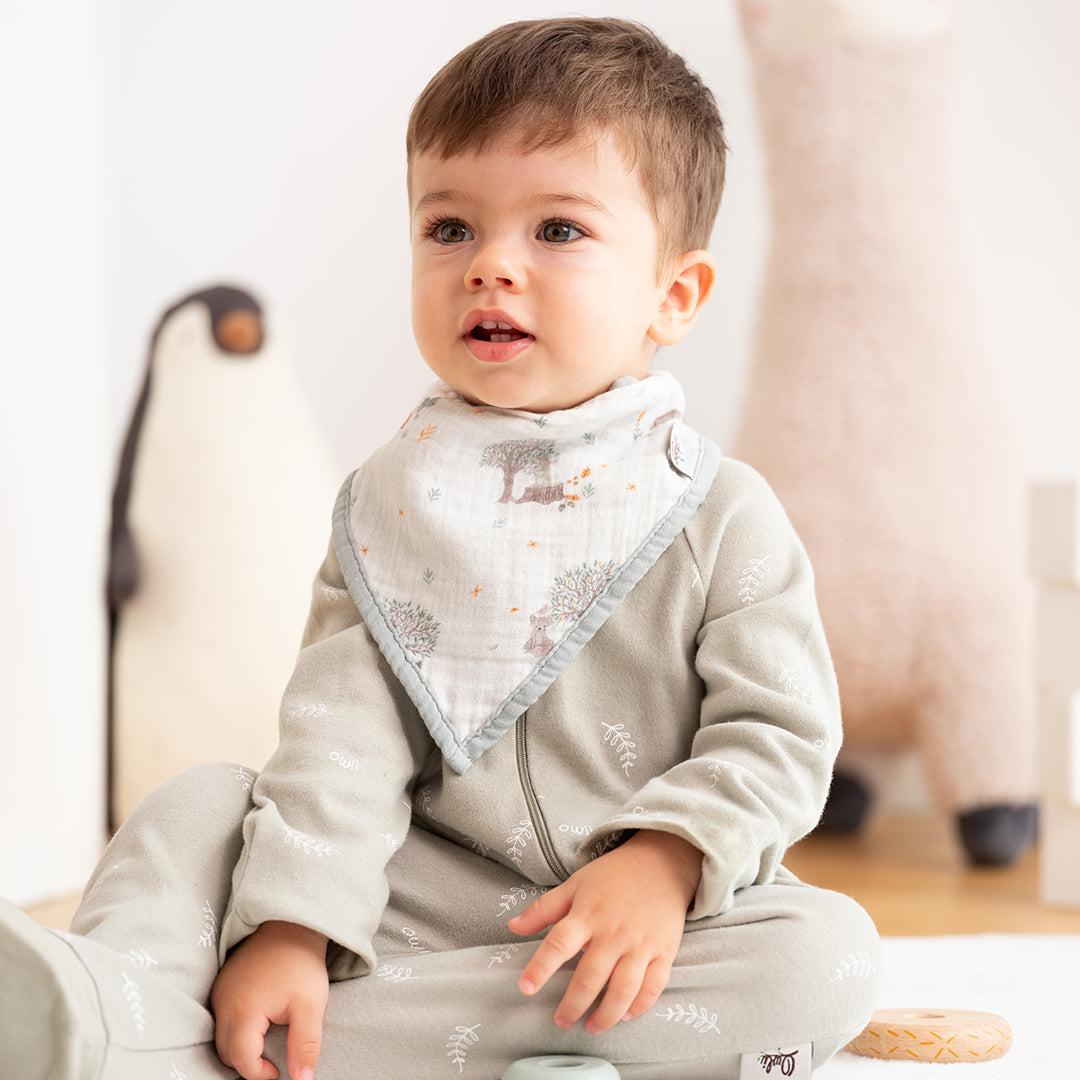 Owli 2 Kat Müslin Havlu Bandana Önlük 2'li Set